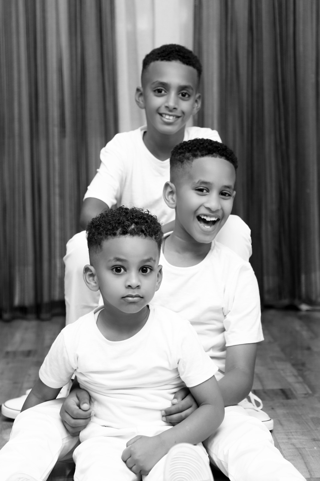 Brothers embracing portrait